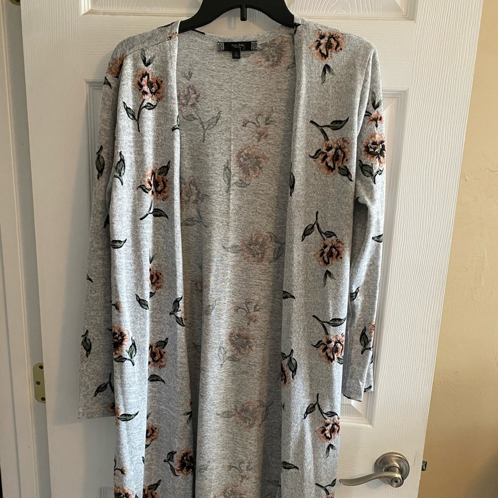 Gray floral cardigan